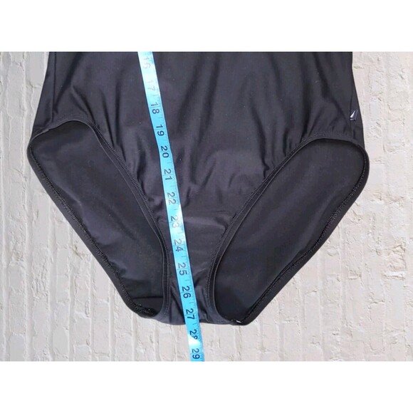 Nautica Classic Nautical One Piece Swimsuit LG Black White Wide Strap Cruise - Picture 7 of 8